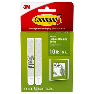Command Narrow Picture Hanging Strips - White