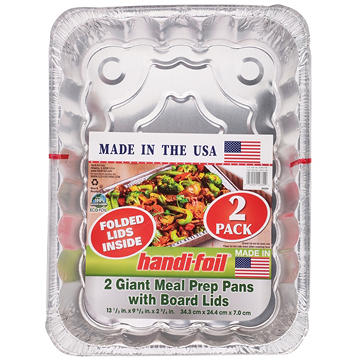 Handi-Foil Giant Meal Prep Pans & Board Lids, 2 pk
