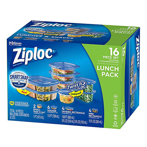 Ziploc Twist 'n Loc Food Storage Container, Medium, Set of 2 