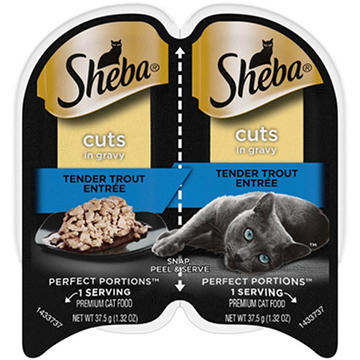 Sheba Perfect Portions Wet Cat Food Cuts in Gravy Twin-Pack Trays - Trout Entrée