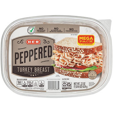 H-E-B Peppered Turkey Breast Lunch Meat - Mega Pack