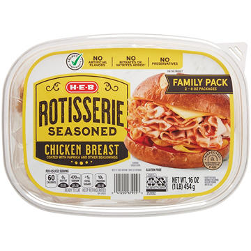 H-E-B Rotisserie-Seasoned Chicken Breast Lunch Meat - Family Pack