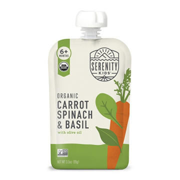 Serenity Kids Organic Baby Food Pouch - Carrot, Spinach & Basil