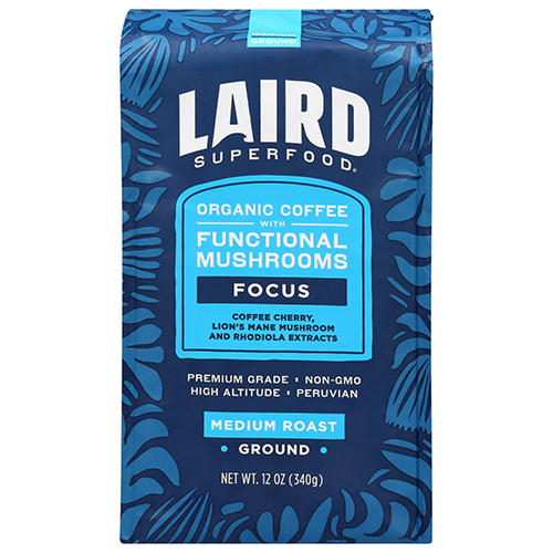 glp 1 superfood coffee Laird Superfood Focus Functional Mushrooms Medium Roast Organic Ground  Coffee