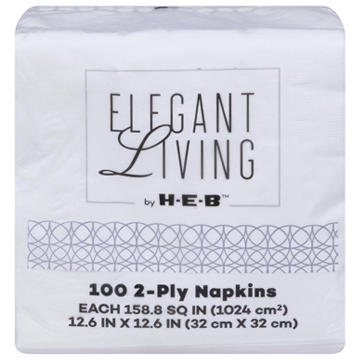 Elegant Living by H-E-B 2-Ply Paper Napkins - White