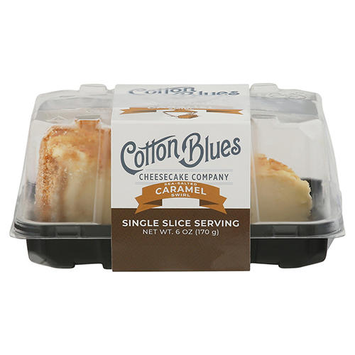 Cotton Blues Cheesecake Company Sea-Salted Caramel Swirl Cheesecake Slice