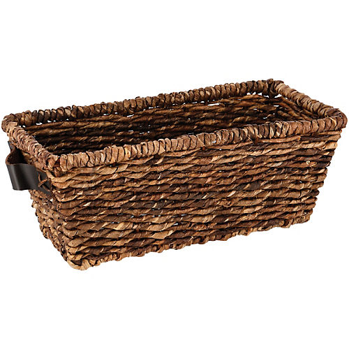 Storage Baskets for Shelves Large Rectangular Basket with Leather