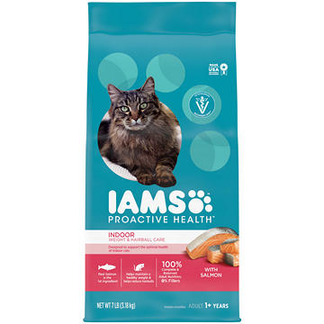 IAMS Proactive Health Adult Indoor Weight & Hairball Care Dry Cat Food - Salmon