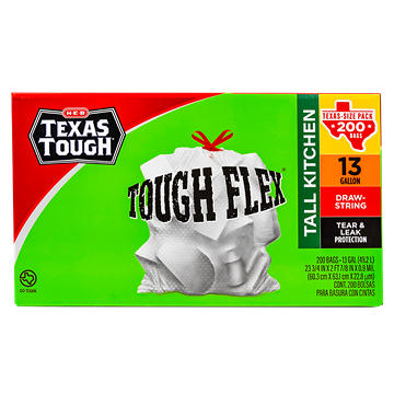 H-E-B Texas Tough Flex Tall Kitchen 13 Gallon Trash Bags - Texas-Size Pack