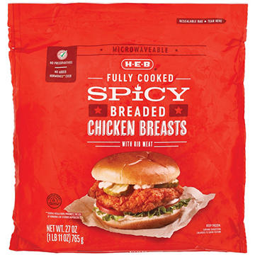 H-E-B Fully Cooked Spicy Breaded Chicken Breast Patties