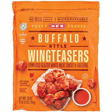 H-E-B Fully Cooked Frozen Boneless Chicken Wingteasers - Buffalo Style
