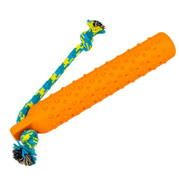 Woof & Whiskers Squeak Stick With Rope Dog Toy