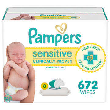 Pampers Sensitive Baby Wipes - Fragrance Free, Water Based, 8 pk