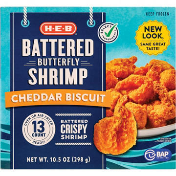 H-E-B Frozen Cheddar Biscuit Battered Butterfly Shrimp