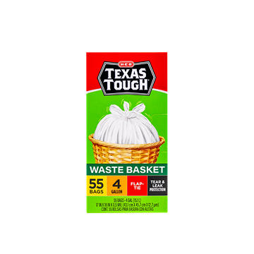 H-E-B Texas Tough Small Wastebasket Trash Bags, 4 Gallon