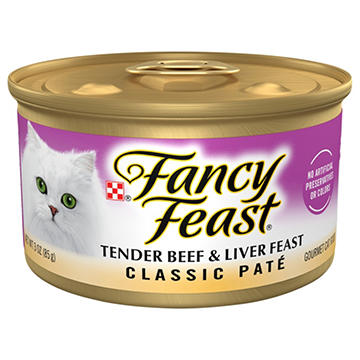 Fancy Feast Purina Tender Feast Classic Grain Free Wet Cat Food Pate - Beef and Liver