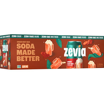 Zevia Zero Sugar Ginger Root Beer Soda 12 pk Cans