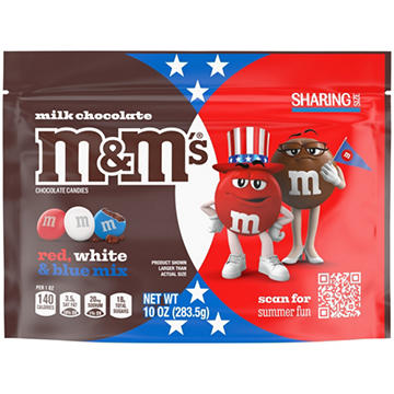 M&M'S Milk Chocolate Red White & Blue Summer Candy - Sharing Size