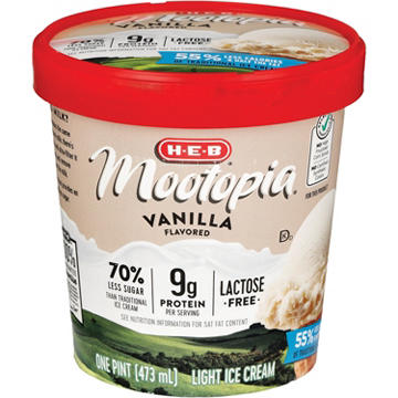 H-E-B Mootopia 9g Protein Lactose Free Light Ice Cream – Vanilla