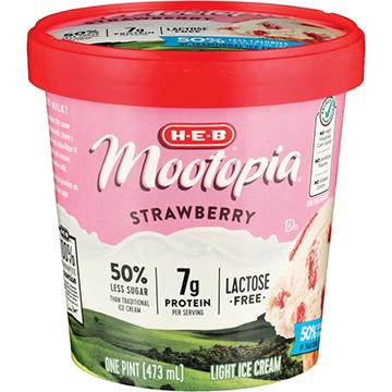 H-E-B Mootopia 7g Protein Lactose Free Light Ice Cream - Strawberry