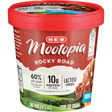 H-E-B Mootopia 10g Protein Lactose Free Light Ice Cream - Rocky Road