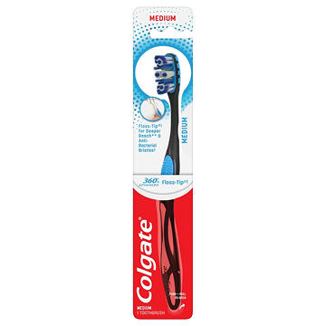 Colgate 360° Advanced Floss-Tip Bristles Toothbrush, Medium