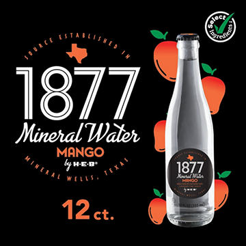 H-E-B 1877 Mango Mineral Water 12 pk Bottles