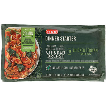H-E-B Dinner Starter - Seasoned Sliced Chicken Breast for Teriyaki Stir Fry
