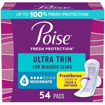 Poise Ultra Thin Incontinence Pads, Moderate Absorbency, Regular Length