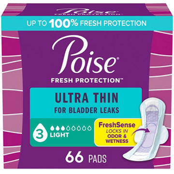 Poise Ultra Thin Incontinence Pads, Light Absorbency, Regular Length