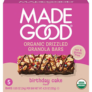 MadeGood Organic Drizzled Granola Bars - Birthday Cake