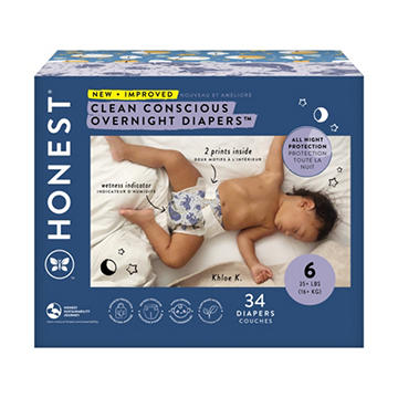 The Honest Company Clean Conscious Overnight Diapers - Size 6, 2 Print Pack