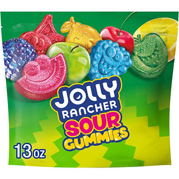 Jolly Rancher Sour Gummies Assorted Fruit Flavored Candy Resealable Bag