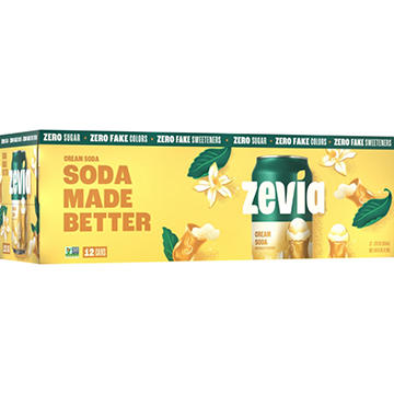 Zevia Zero Sugar Cream Soda 12 pk Cans