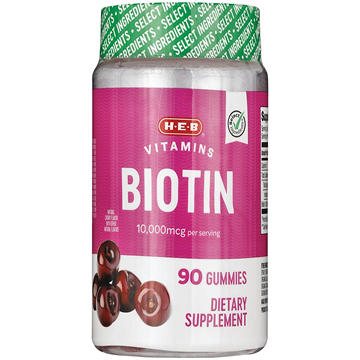 H-E-B Vitamins Biotin 10,000 mcg Gummies - Cherry