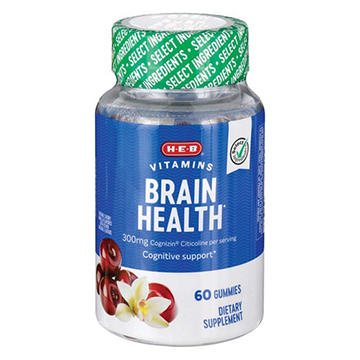 H-E-B Vitamins Brain Health 300 mg Cognizin Citicoline Gummies - Cherry & Vanilla