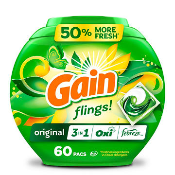 Gain Flings Laundry Detergent Pacs - Original Scent with Oxi Boost & Febreze