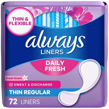 Always Daily Fresh Thin Liners - Regular Absorbency, Scented Panty Liners