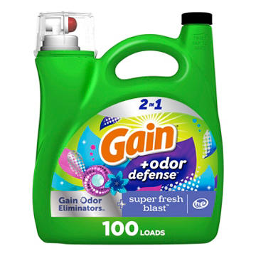 Gain Odor Defense Liquid Laundry Detergent, Super Fresh Blast Scent, 100 Loads