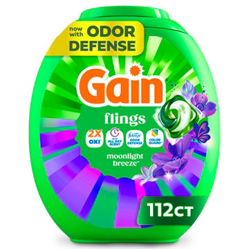 Gain Flings Laundry Detergent Pacs - Moonlight Breeze Scent with Oxi Boost & Febreze
