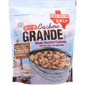 H-E-B Cashew Grande Salted Roasted Whole Cashews - Texas-Size Pack