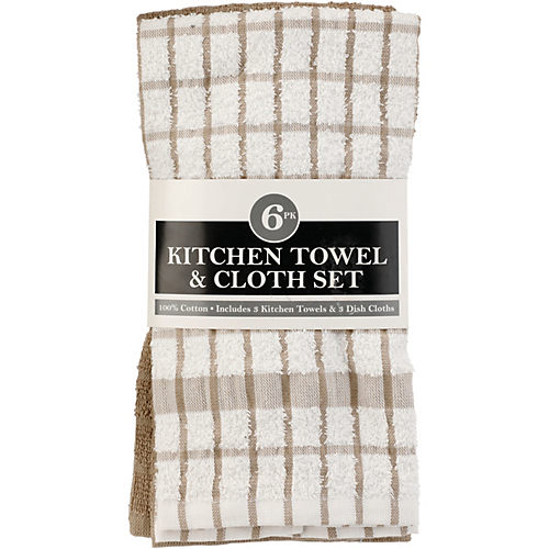 Ritz Taupe Cotton Kitchen Towel & Cloth Set - Shop Kitchen Linens at H-E-B