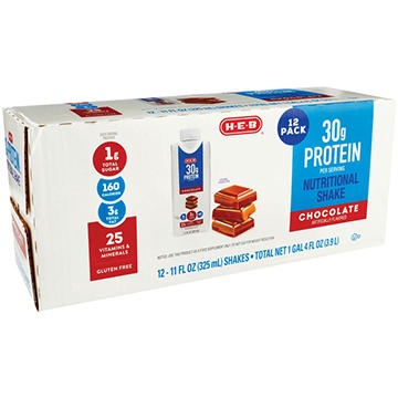 H-E-B 30g Protein Nutritional Shakes 12 pk Bottles - Chocolate