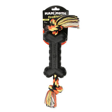 Mammoth Large TireBiter Bone with Rope Dog Toy