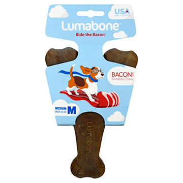 Lumabone Medium Bacon Wishbone Dog Chew Toy