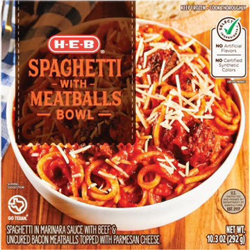 H-E-B Spaghetti & Meatballs Bowl Frozen Meal