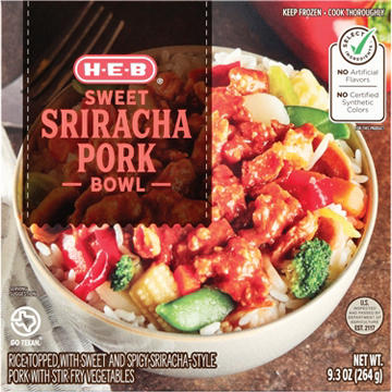 H-E-B Sweet Sriracha Pork Bowl Frozen Meal