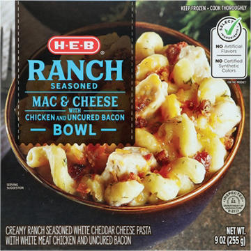 H-E-B Chicken Bacon Ranch Mac & Cheese Bowl Frozen Meal