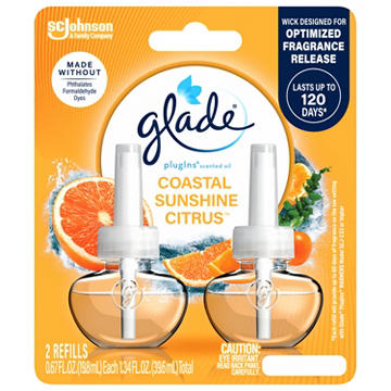 Glade PlugIns Scented Oil Air Freshener Refills - Coastal Sunshine Citrus