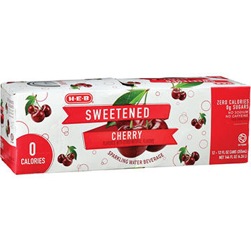 H-E-B Sweetened Cherry Sparkling Water 12 pk Cans